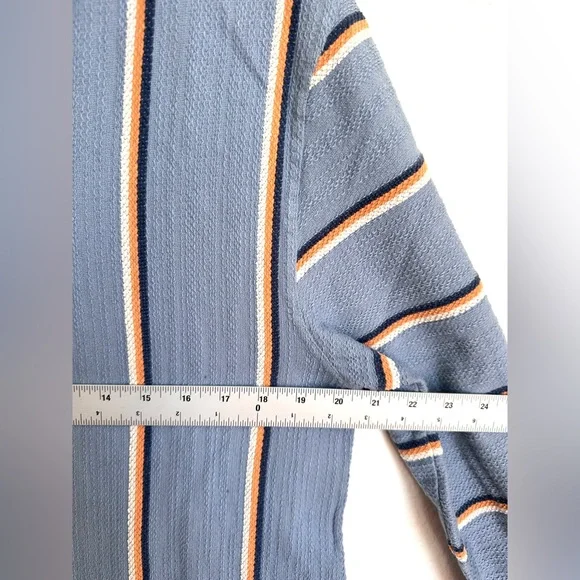 Faherty Men’s Biarritz Hoodie Sweater Blue Pullover Aztec Theme Sz Medium - Picture 10 of 13